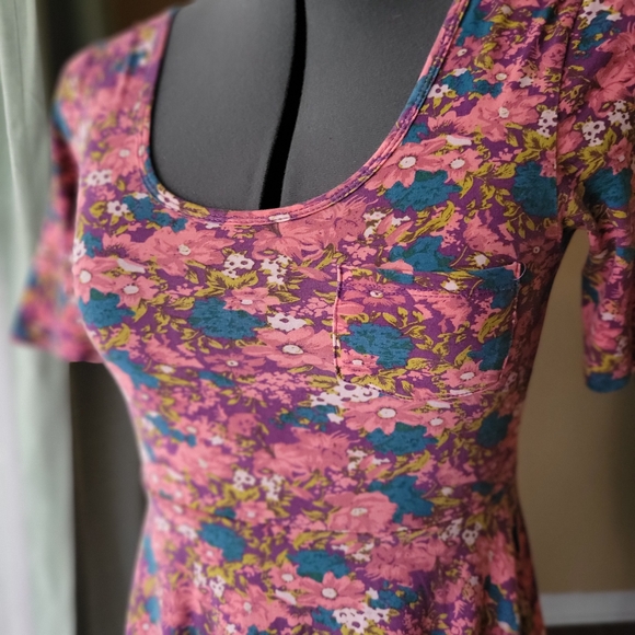 Hollister Floral Fit and Flare Mini Dress - Pink and Blue Women's Size Small - Picture 4 of 8
